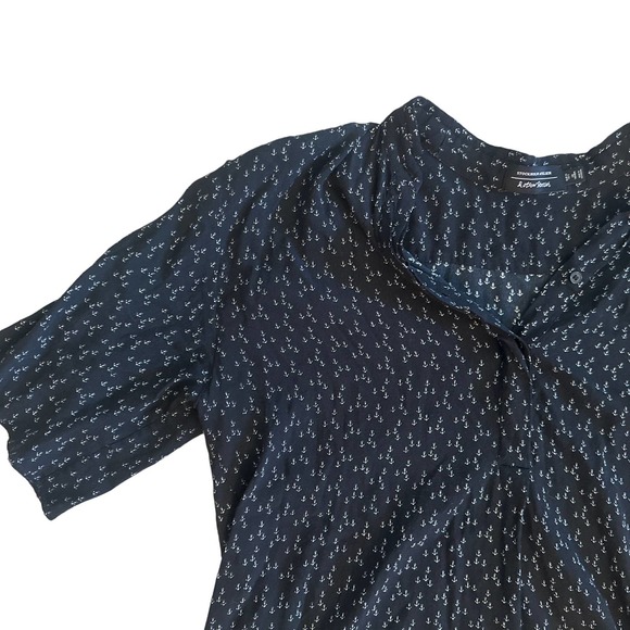 Women US-4 Stockholm Atelier & Other Stories Black Blouse Button Anchor Print - Picture 2 of 4